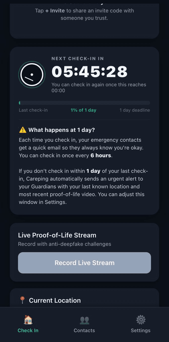 Careping countdown to overdue with proof-of-life recording